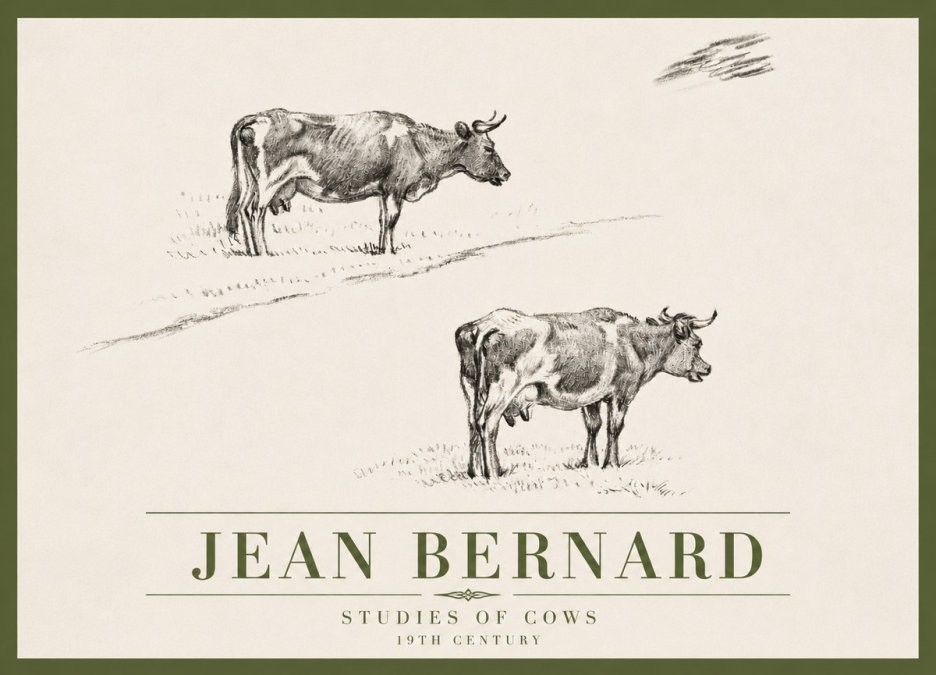 Jean Bernard Studies of Cows III No4 - Affiche