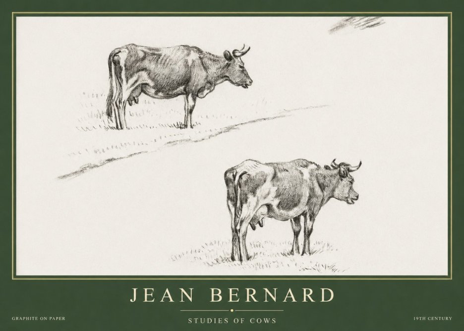 Jean Bernard Studies of Cows III No5 - Affiche