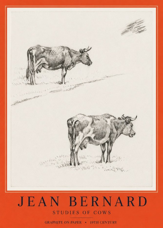 Jean Bernard Studies of Cows III No6 - Affiche