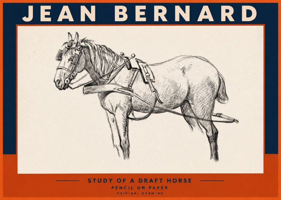 Jean Bernard Study of a Draft Horse I No2 - Affiche