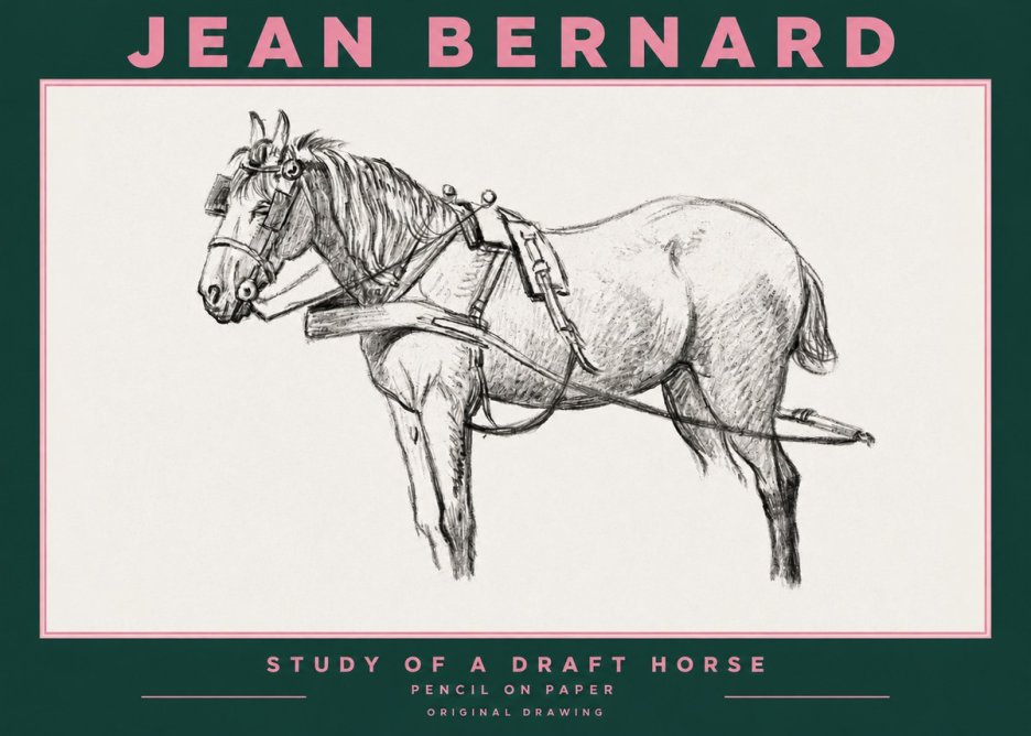 Jean Bernard Study of a Draft Horse I No3 - Affiche
