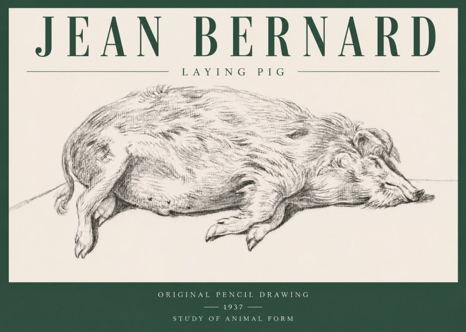 Jean Bernard Laying Pig No3 - Affiche