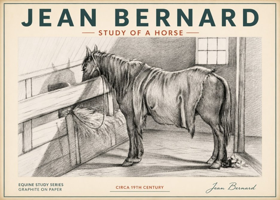 Jean Bernard Study of a Horse XIII No4 - Affiche