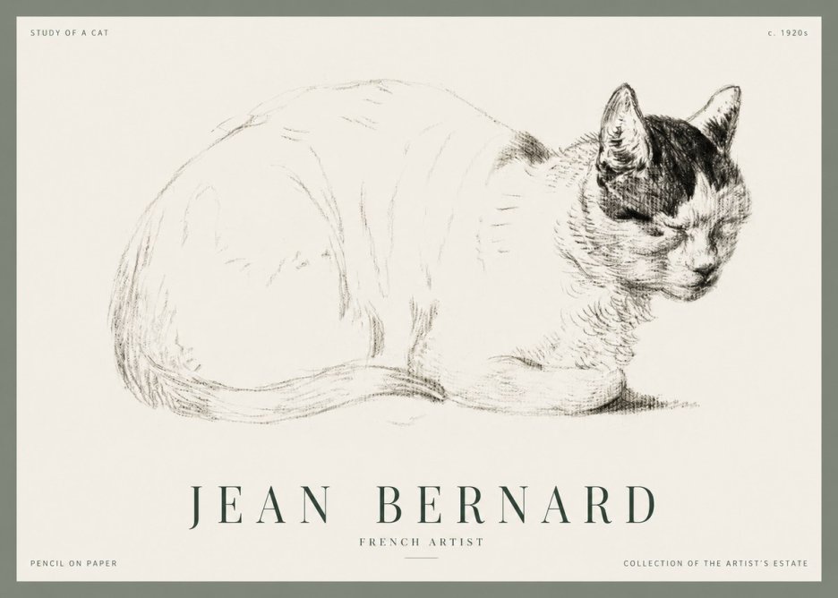 Jean Bernard Study of a Cat III No1 - Affiche
