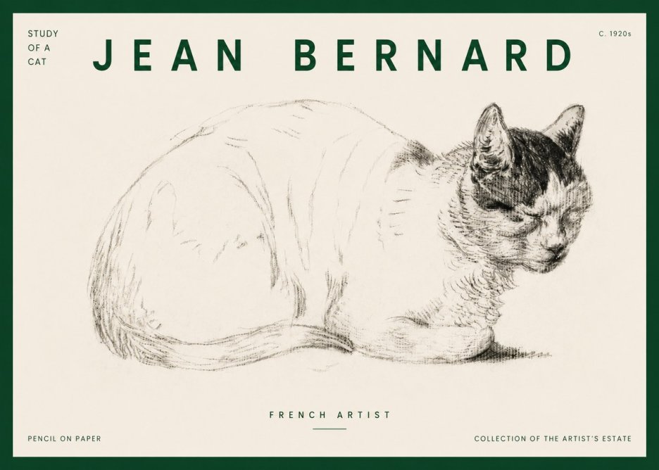 Jean Bernard Study of a Cat III No4 - Affiche