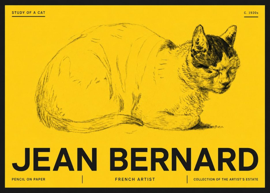 Jean Bernard Study of a Cat III No6 - Affiche