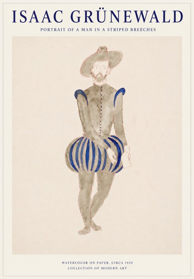 Isaac Grünewald Portrait of a Man in a Striped Breeches No1 - Affiche