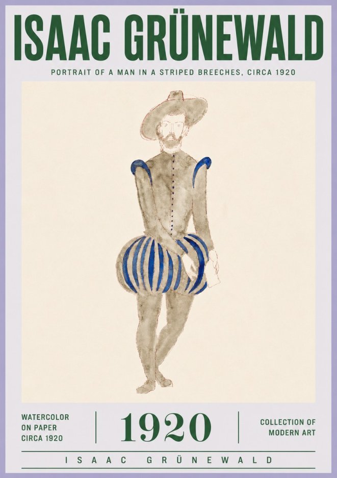 Isaac Grünewald Portrait of a Man in a Striped Breeches No4 - Affiche