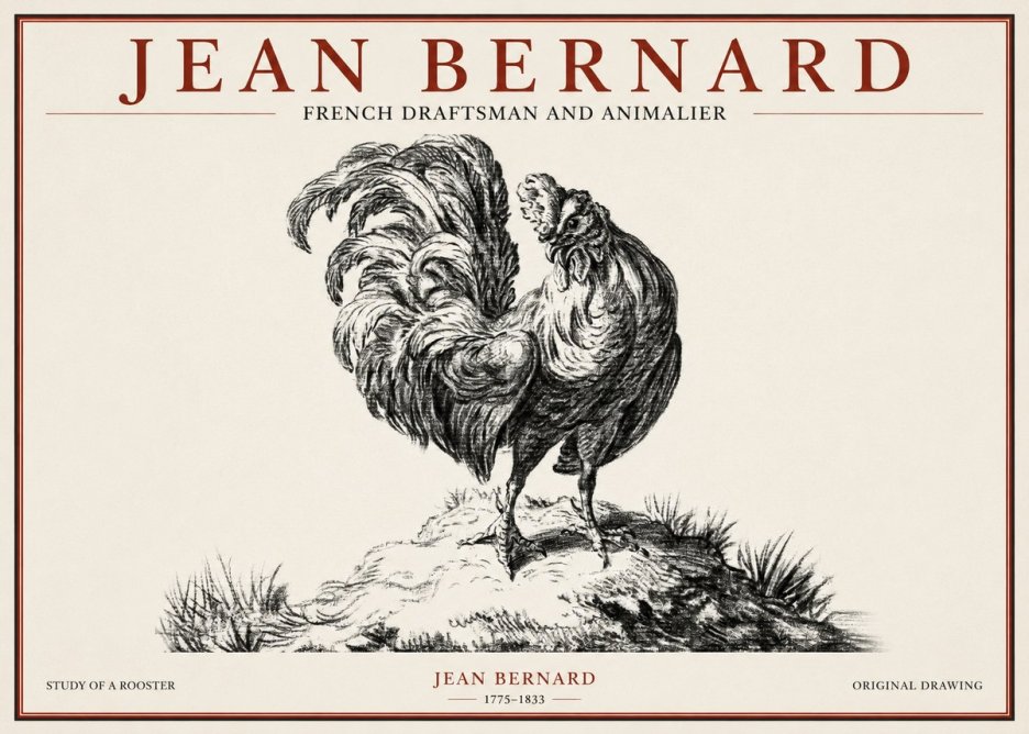 Jean Bernard Study of a Rooster No1 - Affiche