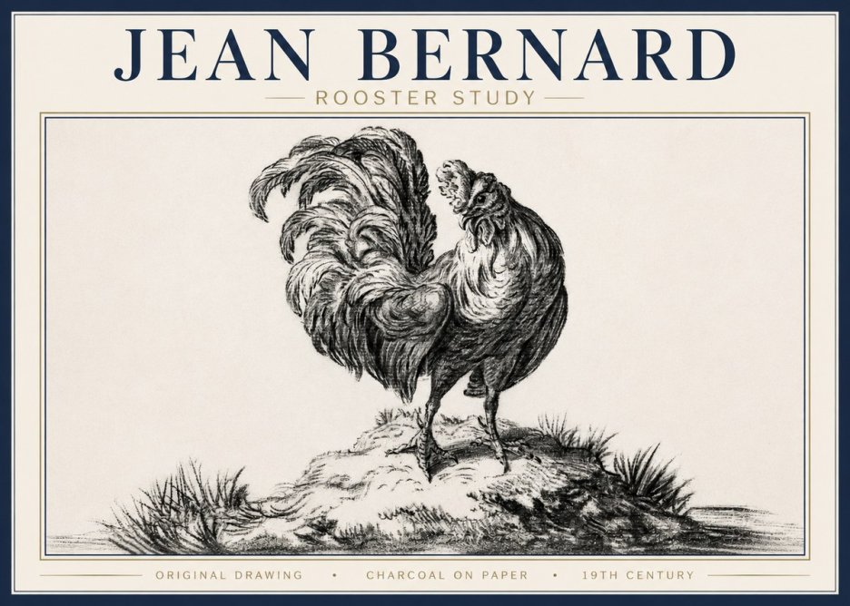 Jean Bernard Study of a Rooster No4 - Affiche