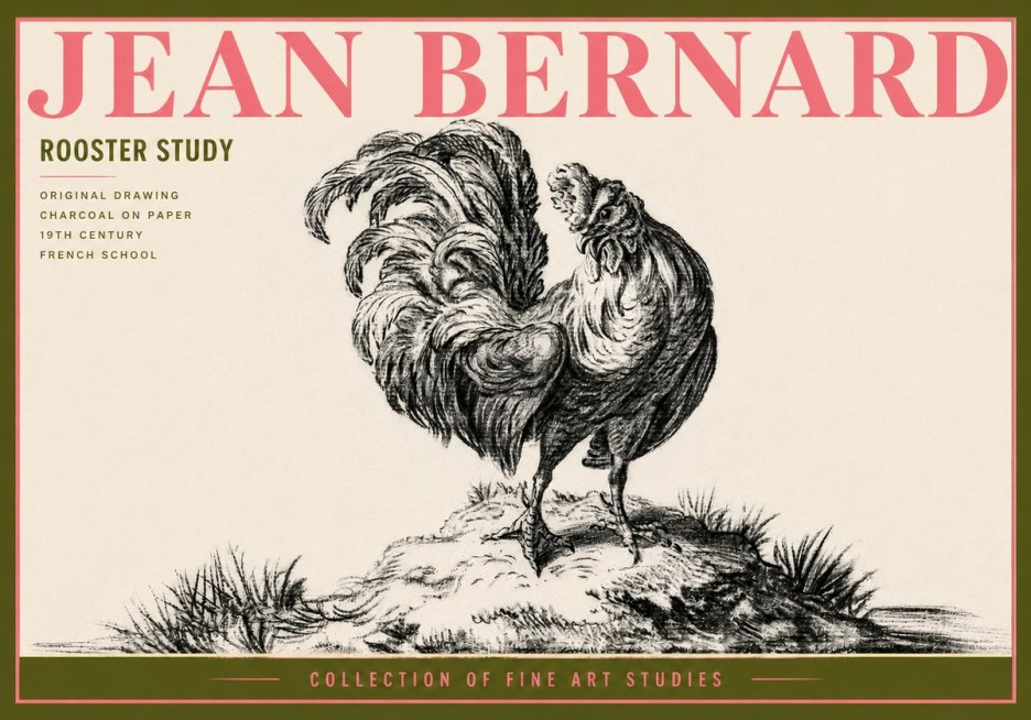 Jean Bernard Study of a Rooster No6 - Affiche