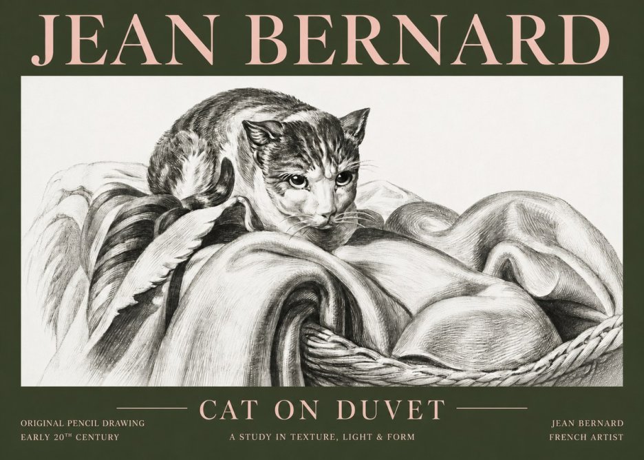 Jean Bernard Cat on a Blanket No5 - Affiche