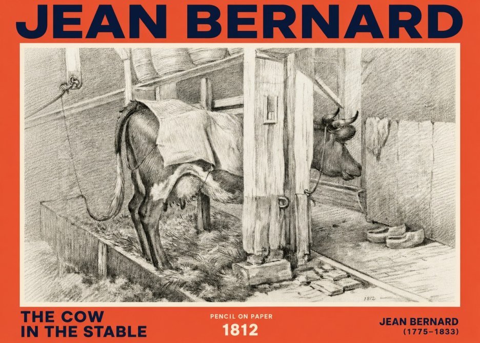Jean Bernard The Cow in the Stable No2 - Affiche