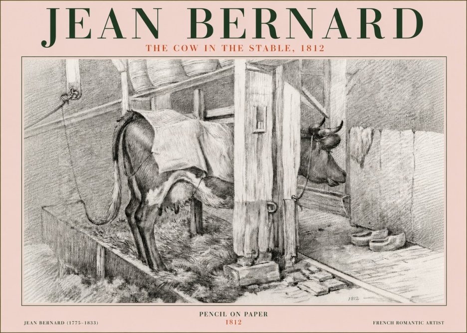 Jean Bernard The Cow in the Stable No3 - Affiche