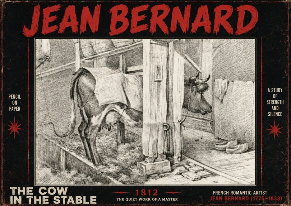 Jean Bernard The Cow in the Stable No4 - Affiche