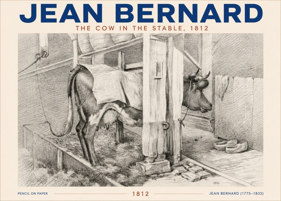 Jean Bernard The Cow in the Stable No5 - Affiche