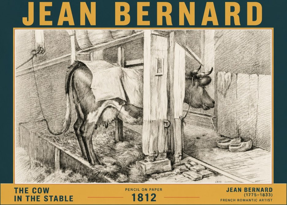 Jean Bernard The Cow in the Stable No6 - Affiche