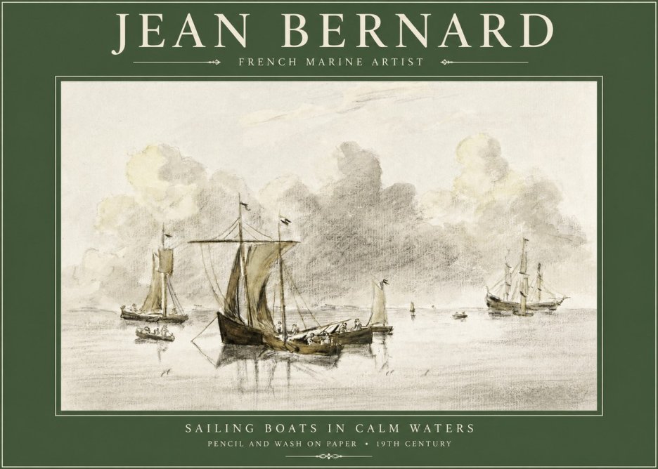 Jean Bernard Sailing Boats in Calm Waters No2 - Affiche