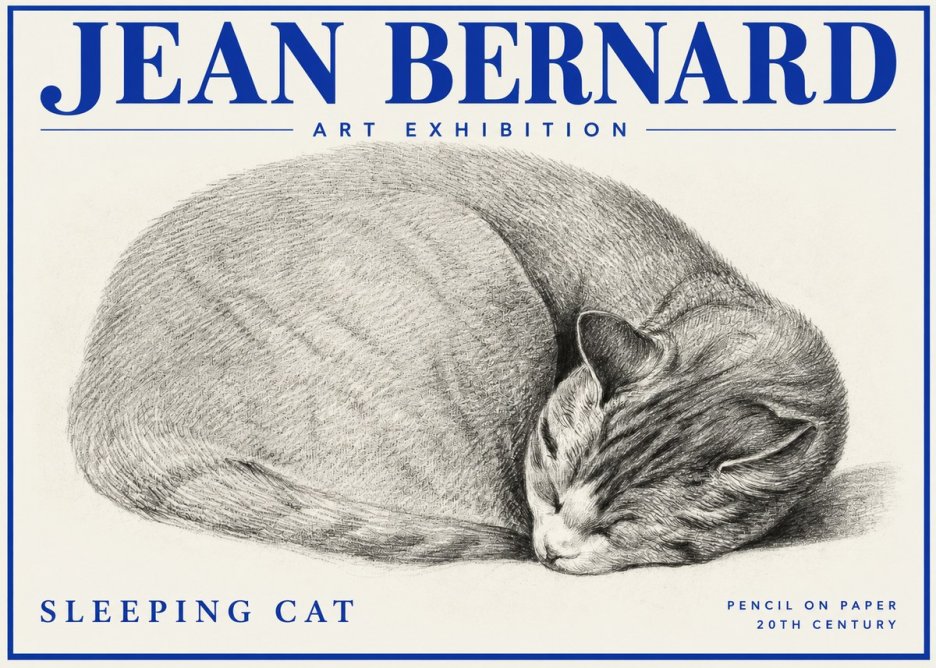 Jean Bernard Sleeping Cat IX No2 - Affiche