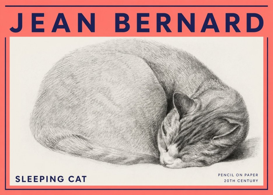 Jean Bernard Sleeping Cat IX No3 - Affiche