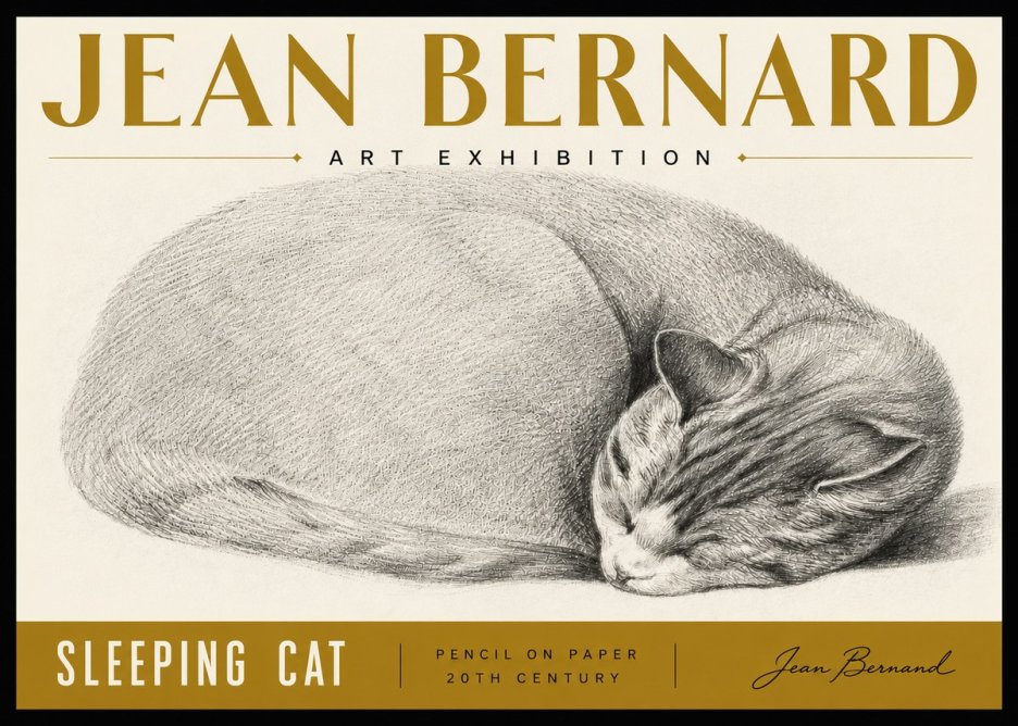 Jean Bernard Sleeping Cat IX No6 - Affiche