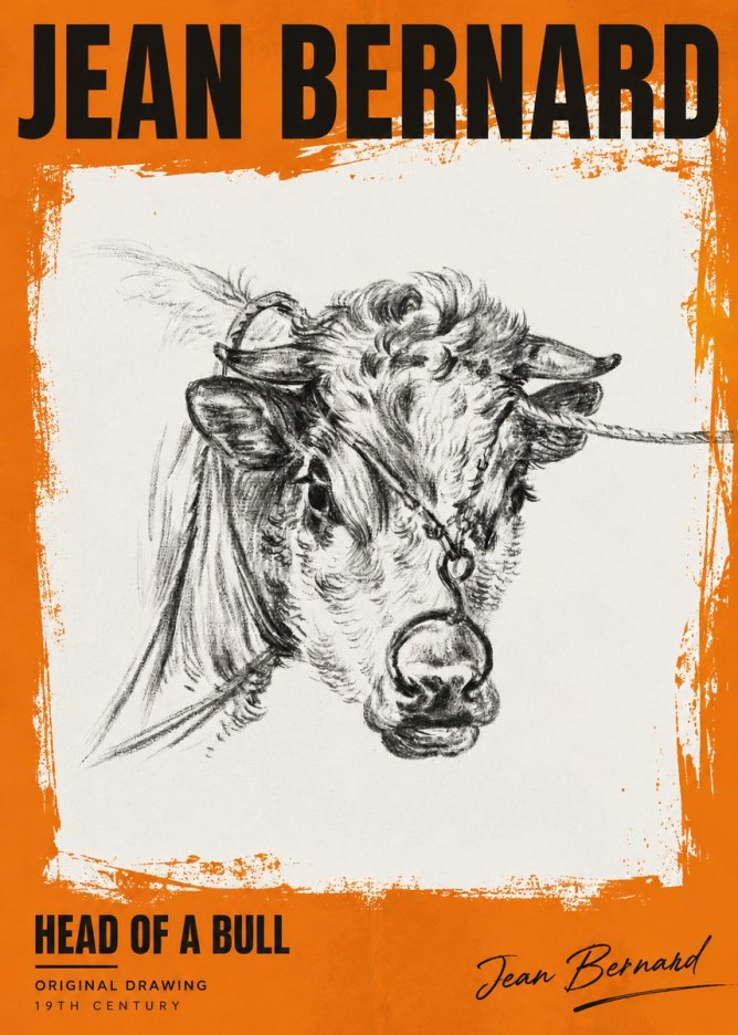 Jean Bernard Head of a Bull No2 - Affiche
