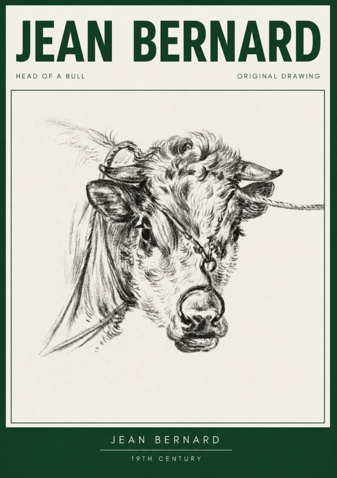 Jean Bernard Head of a Bull No3 - Affiche
