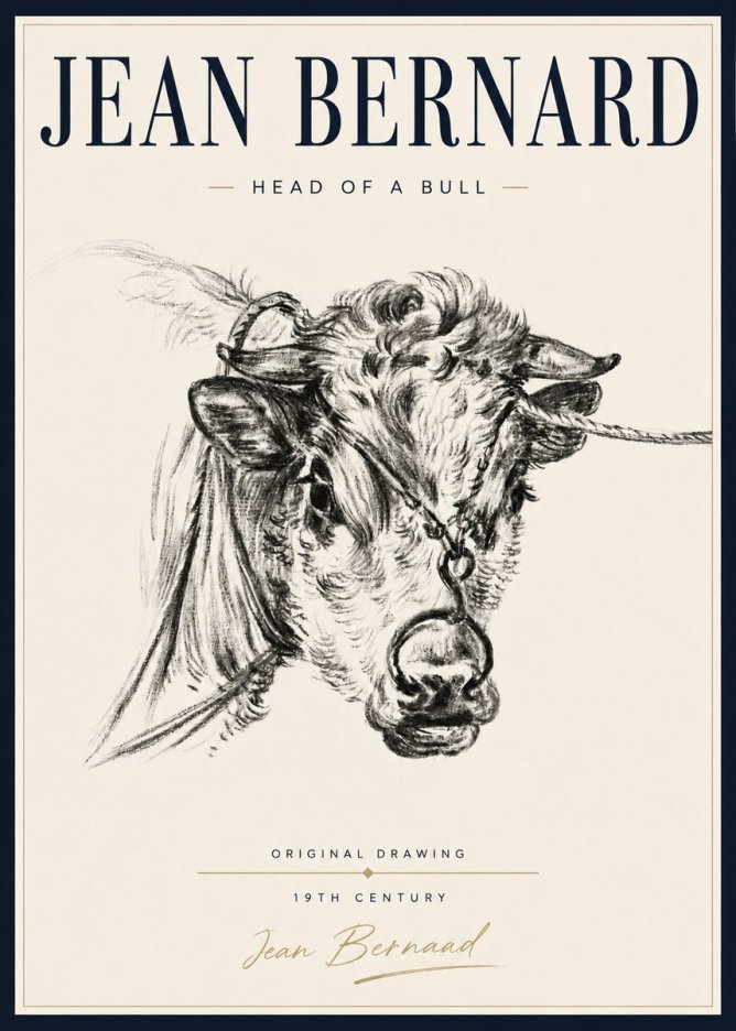 Jean Bernard Head of a Bull No5 - Affiche