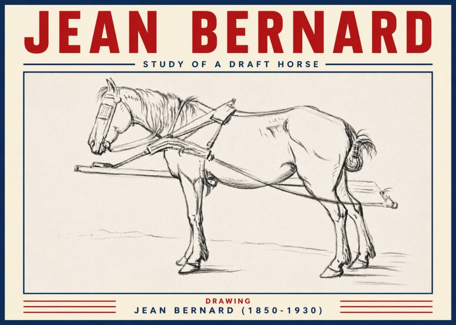 Jean Bernard Study of a Draft Horse II No6 - Affiche