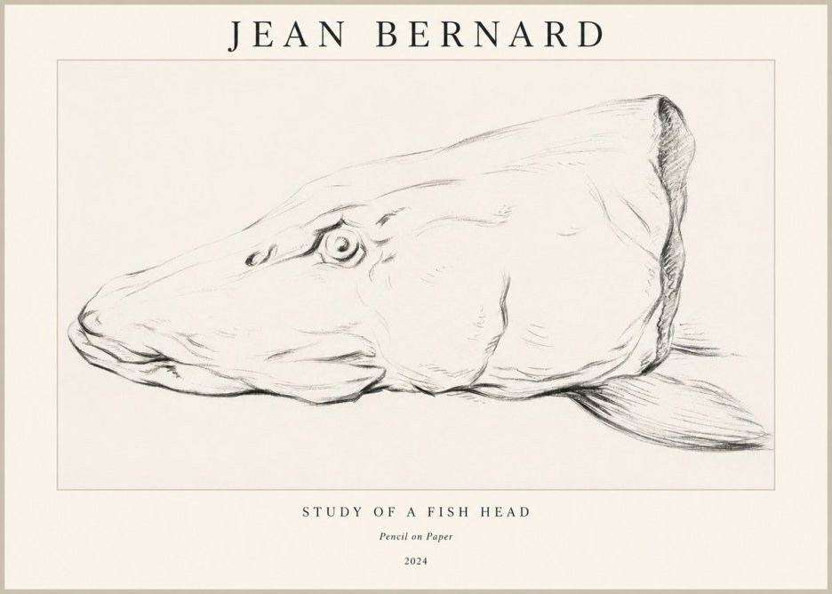 Jean Bernard Study of a Fish Head No1 - Affiche