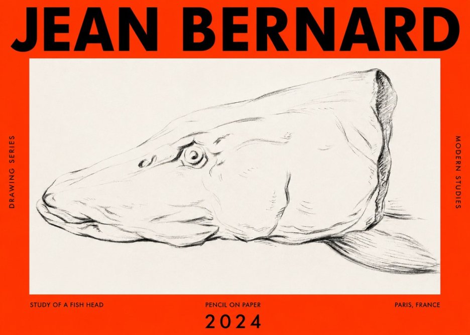 Jean Bernard Study of a Fish Head No2 - Affiche