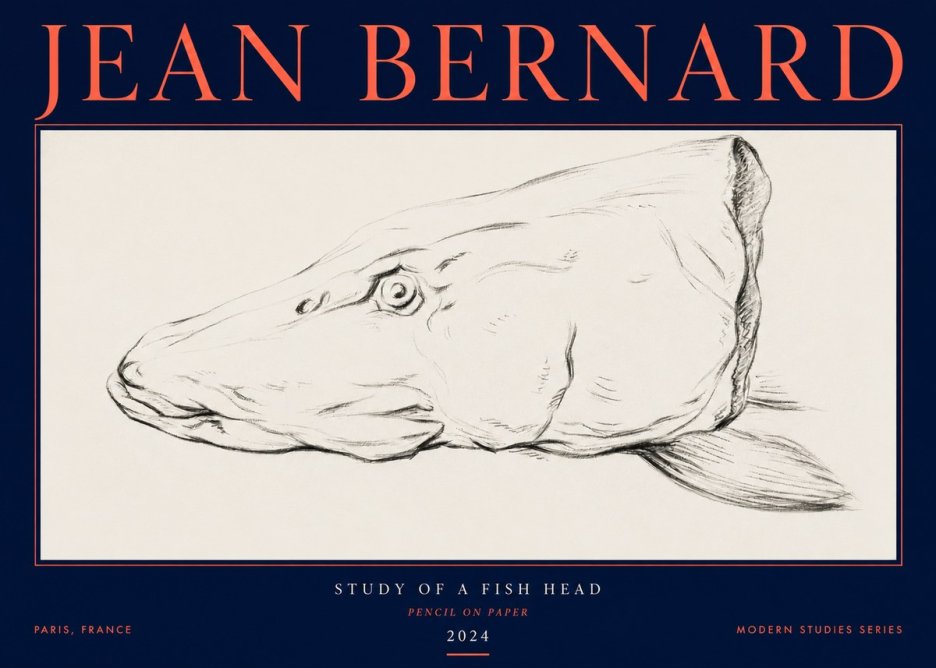 Jean Bernard Study of a Fish Head No3 - Affiche