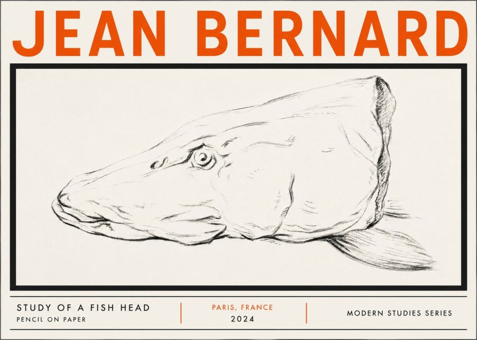 Jean Bernard Study of a Fish Head No5 - Affiche