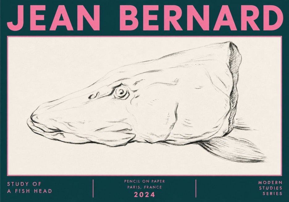 Jean Bernard Study of a Fish Head No6 - Affiche