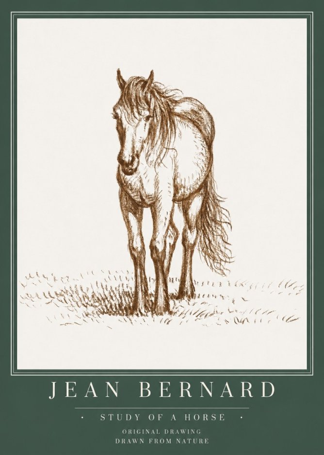 Jean Bernard Study of a Horse XV No3 - Affiche