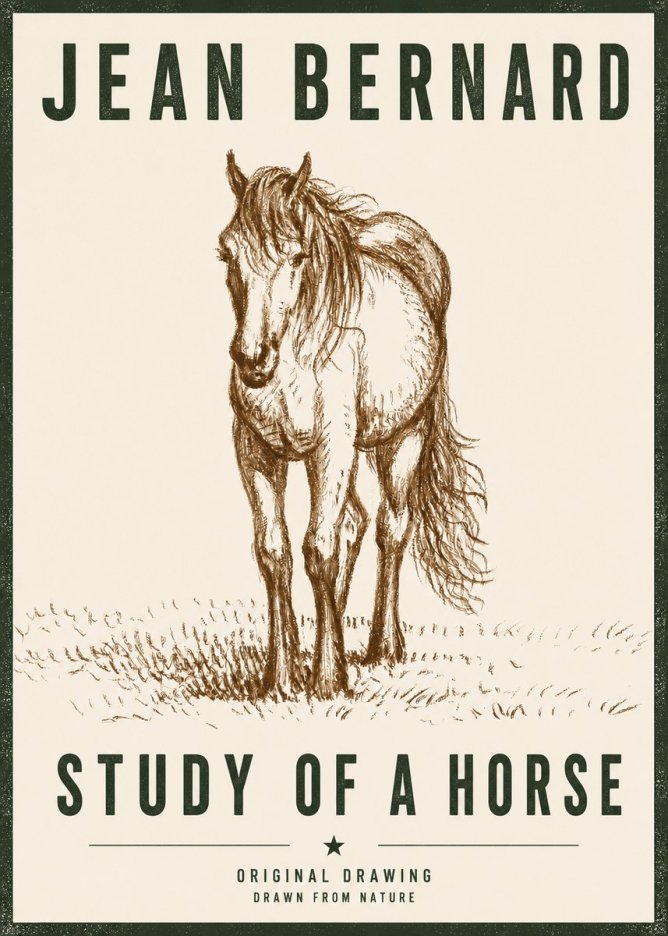 Jean Bernard Study of a Horse XV No6 - Affiche