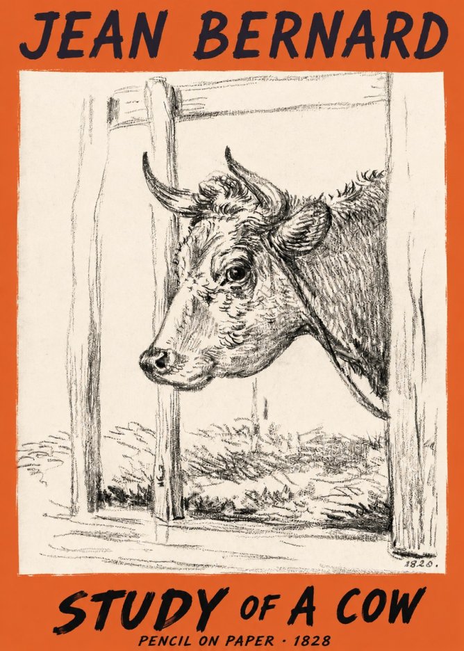 Jean Bernard Study of a Cow XVIII No2 - Affiche