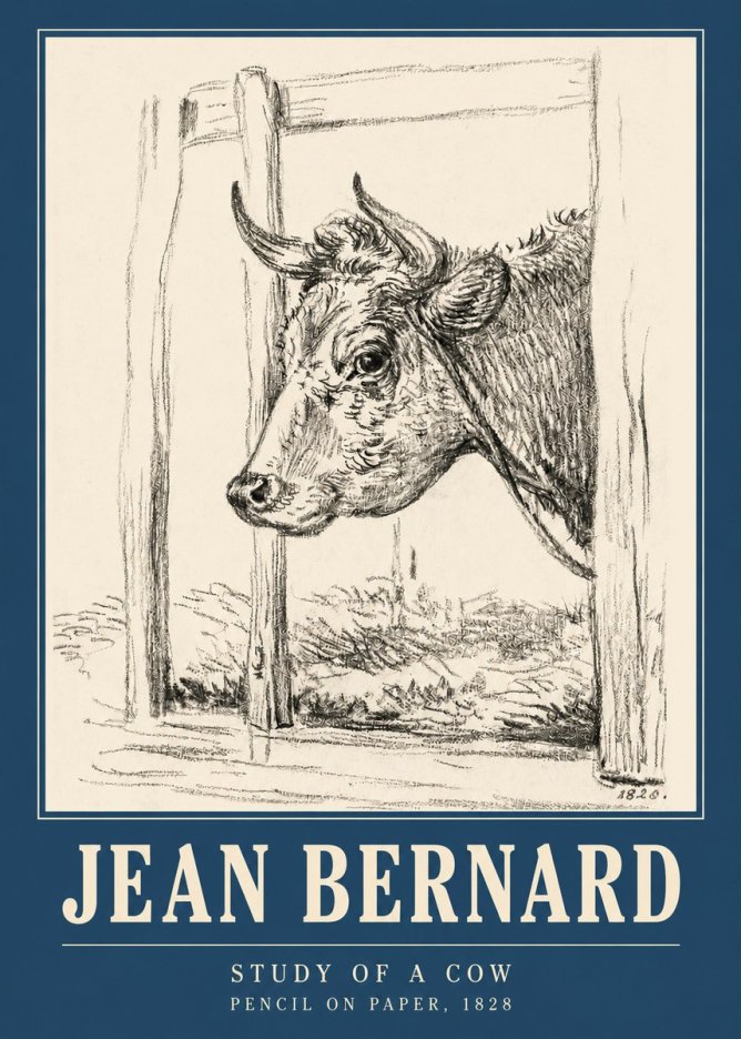 Jean Bernard Study of a Cow XVIII No3 - Affiche