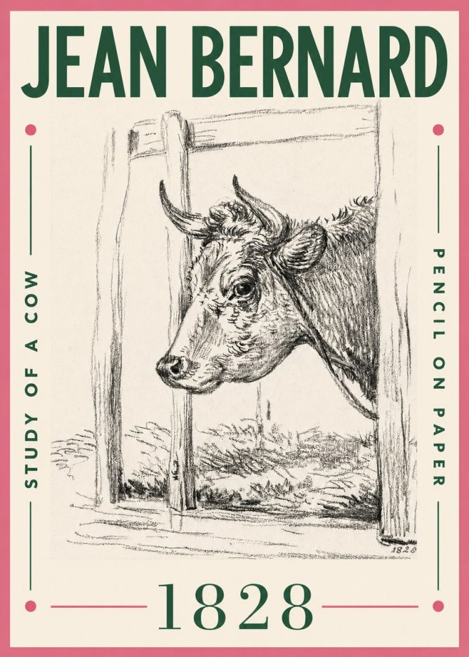 Jean Bernard Study of a Cow XVIII No4 - Affiche