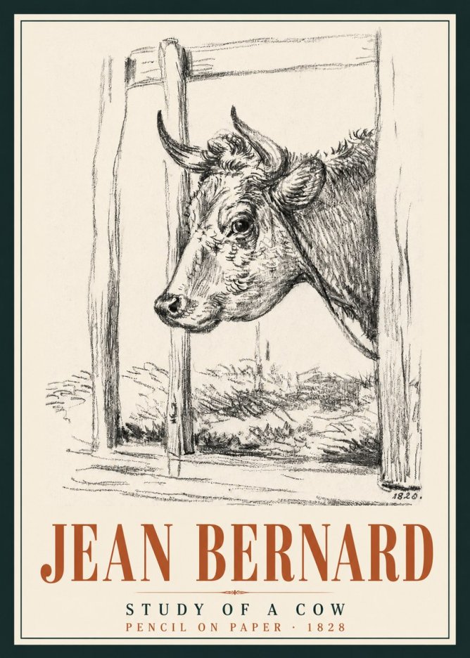 Jean Bernard Study of a Cow XVIII No5 - Affiche