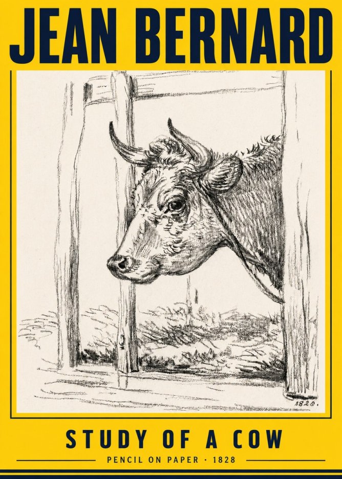 Jean Bernard Study of a Cow XVIII No6 - Affiche
