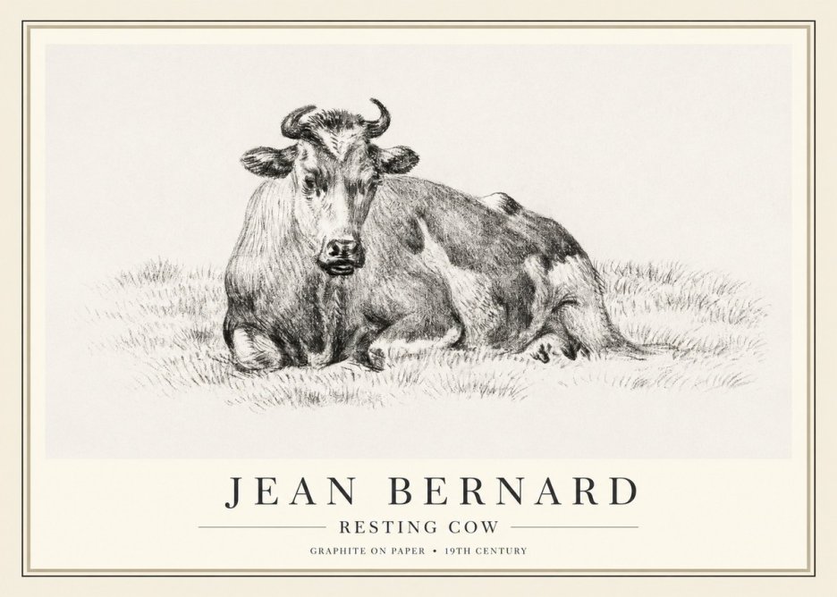 Jean Bernard Resting Cow V No1 - Affiche