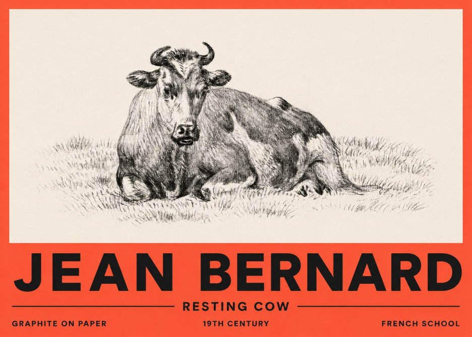 Jean Bernard Resting Cow V No2 - Affiche