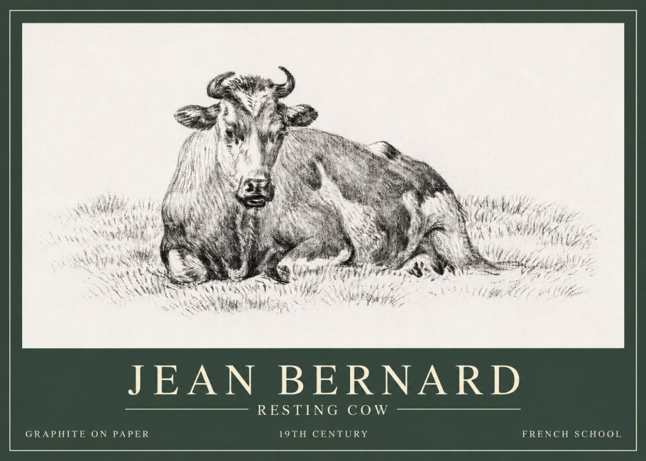 Jean Bernard Resting Cow V No3 - Affiche