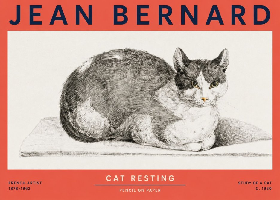 Jean Bernard Cat Study XI No5 - Affiche
