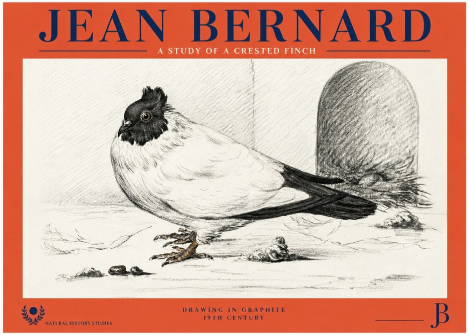 Jean Bernard A Study of a Crested Finch No2 - Affiche