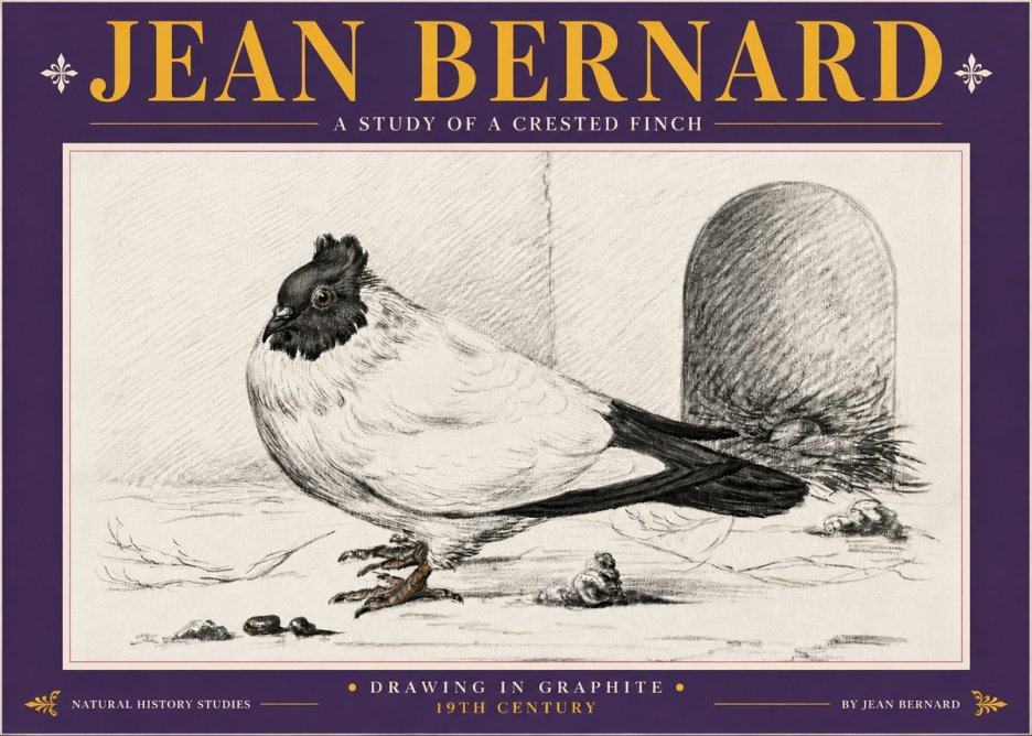 Jean Bernard A Study of a Crested Finch No5 - Affiche