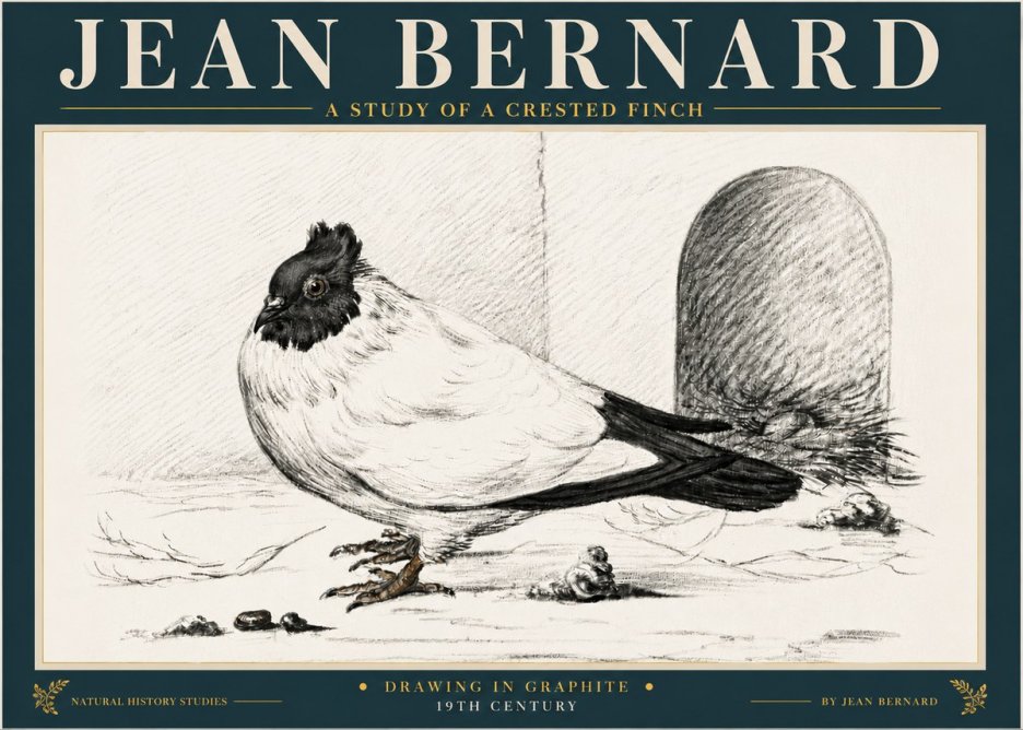 Jean Bernard A Study of a Crested Finch No6 - Affiche