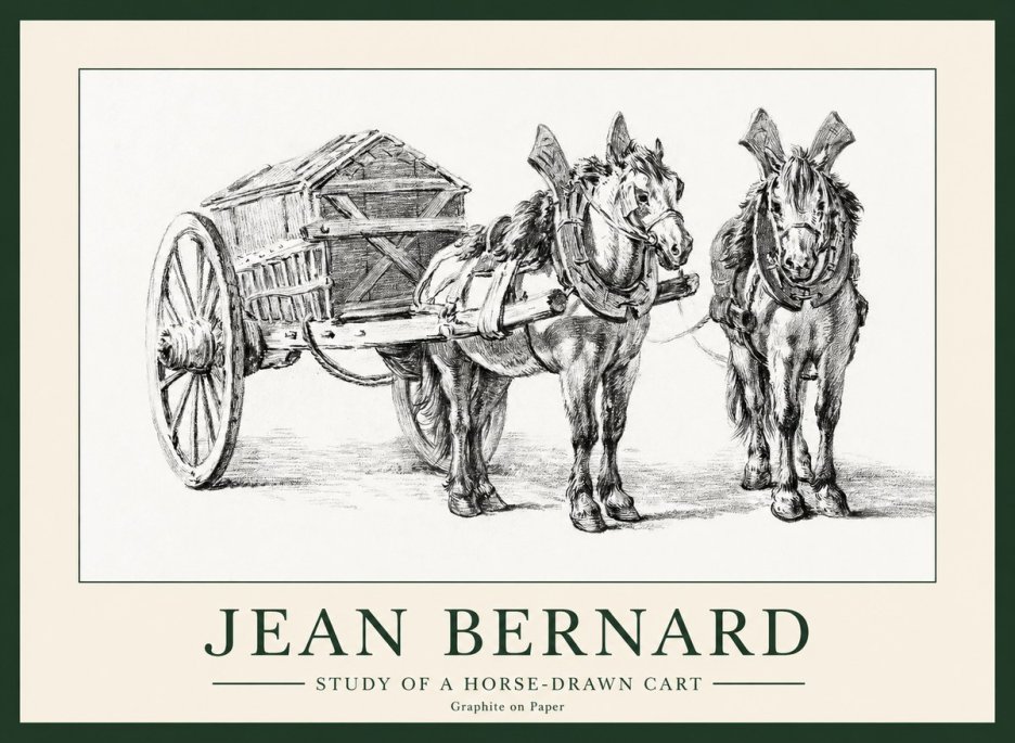 Jean Bernard Horse Team and Cart No2 - Affiche