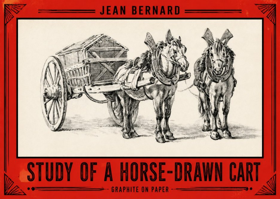Jean Bernard Horse Team and Cart No3 - Affiche